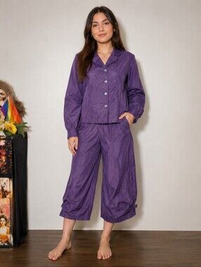 SUSANS Purple Set Harem Crop Pants & Matching Jacket Retro 80s 90s XS